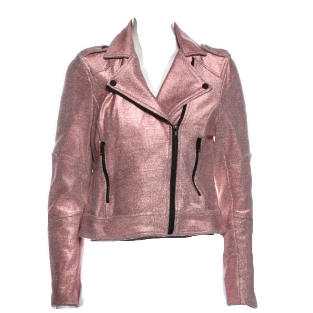 cupcakes & cashmere pink metallic bomber jacket